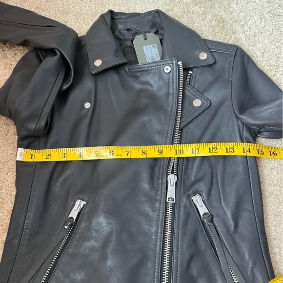 AllSaints Dalby biker jacket anthracite grey US 0/UK4 new with tags - Picture 7 of 11